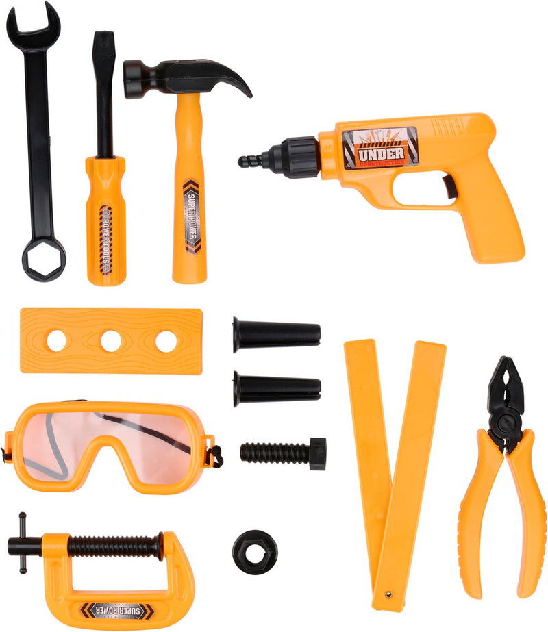 Eddy toys gereedschapsset 13 stuks - speelgoed gereedschap set - kinder gereedschap met hamer tang en speelgoed boormachine - niet geschikt voor 0-3 jaar