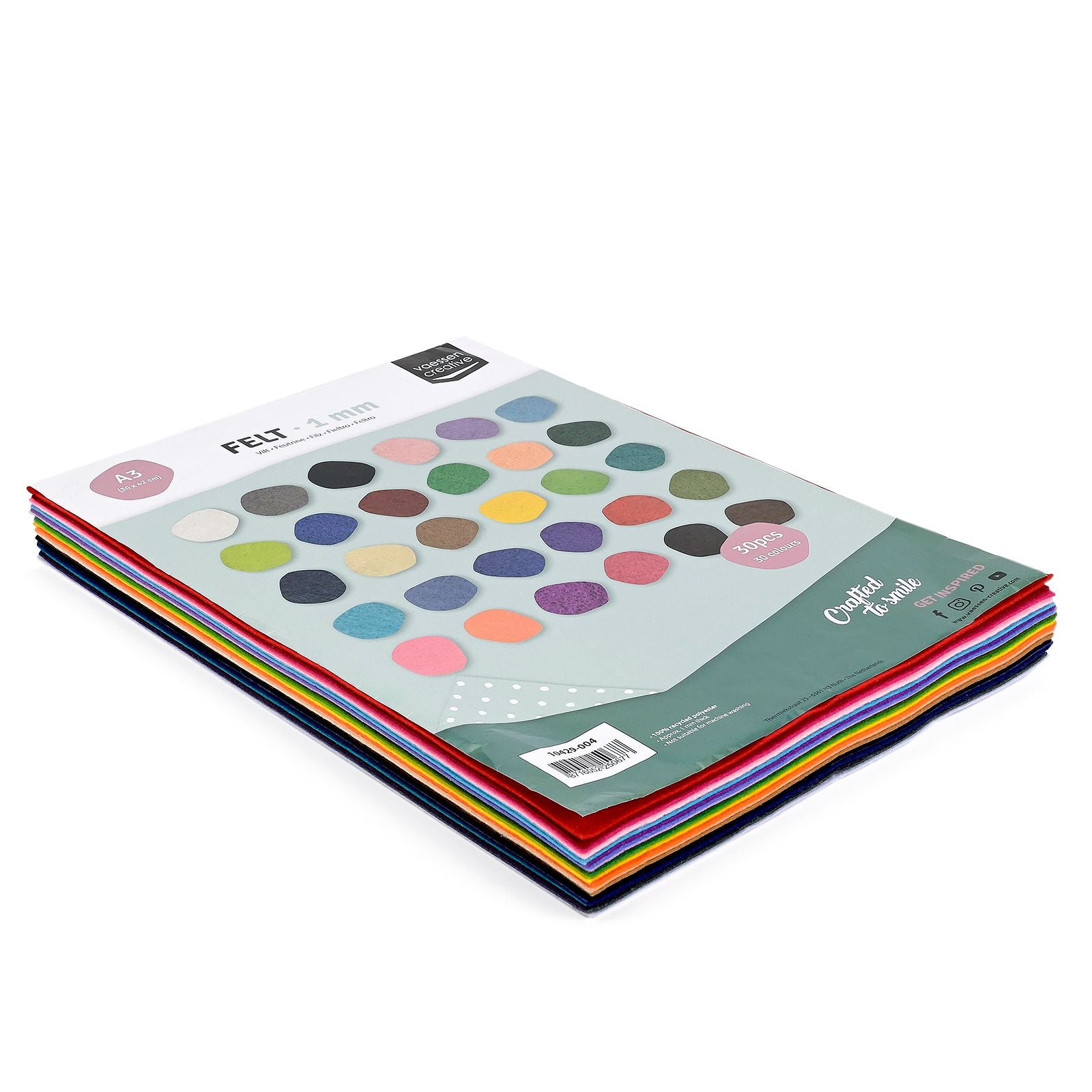 Vaessen creative • vilt multipack 1mm a3 assorti 30st.