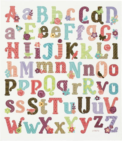 Creativ company alfabet stickers - 59x - gekleurd - stickervel 15 x 16,5 cm - plakletters - hobby knutsel stickers