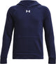 Under armour ua rival fleece hoodie-blu jongens sporttrui - midnight navy - wit