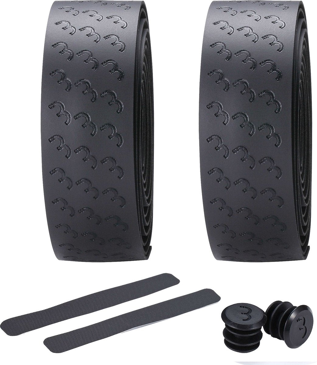 Bbb cycling stuurlint racefiets - beste grip en schokabsorptie - lengte: 200cm - dikte: 2.5mm - inclusief stuurdoppen - zwart - ultraribbon gel stuurtape bht-15g