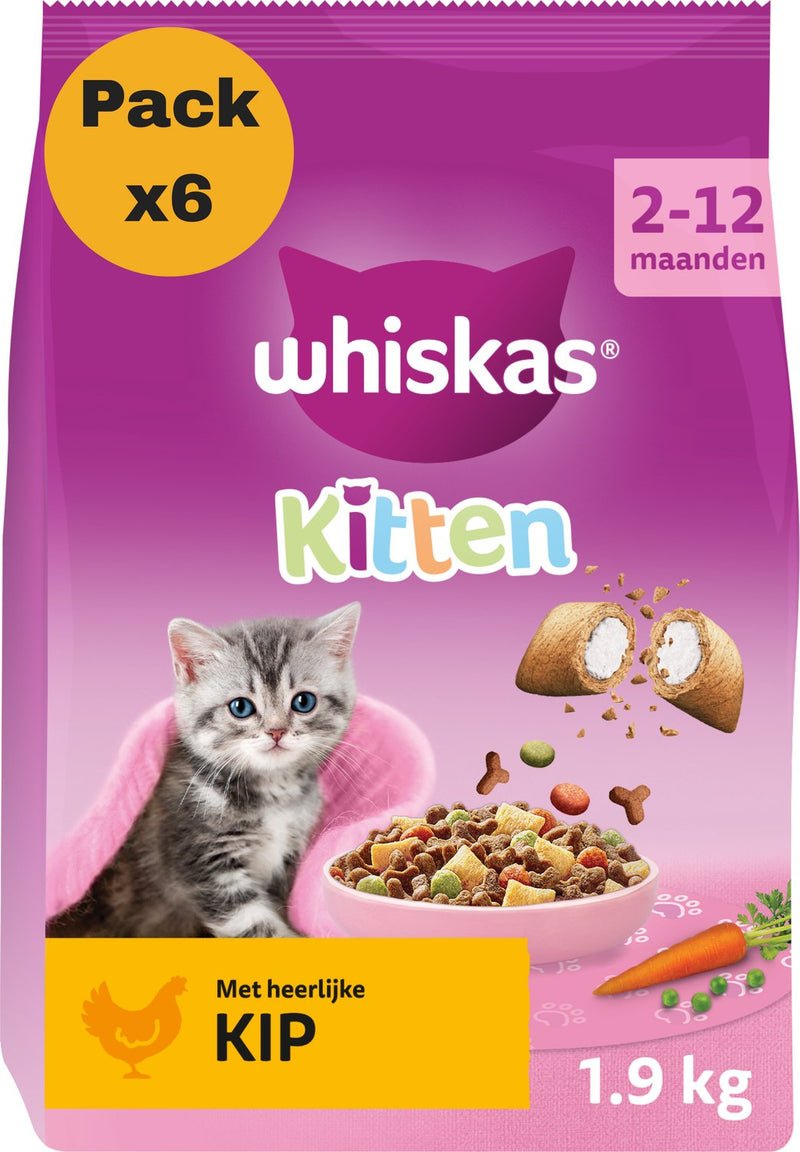 Whiskas kattenbrokken - junior - kip - zak 6 x 1,9 kg