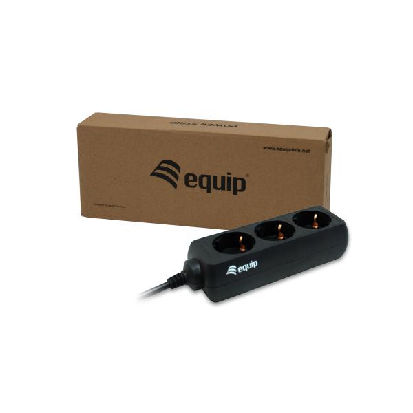 Equip equip 333280 3-outlet strip, 1.1 m, 3 outlet(s) type f, black, ce, 220 240 v