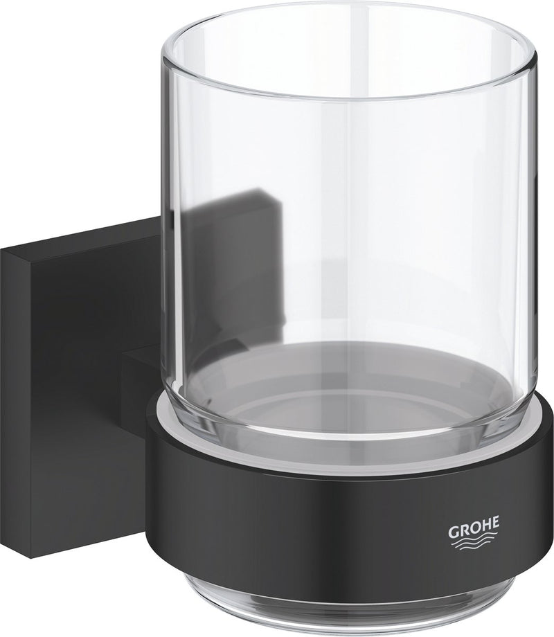 Grohe quickfix start cube glas met houder - glas metaal - matte black