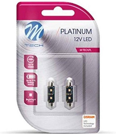 M-tech led c5w 12v 36mm - platinum 2x led diode - canbus - wit - set