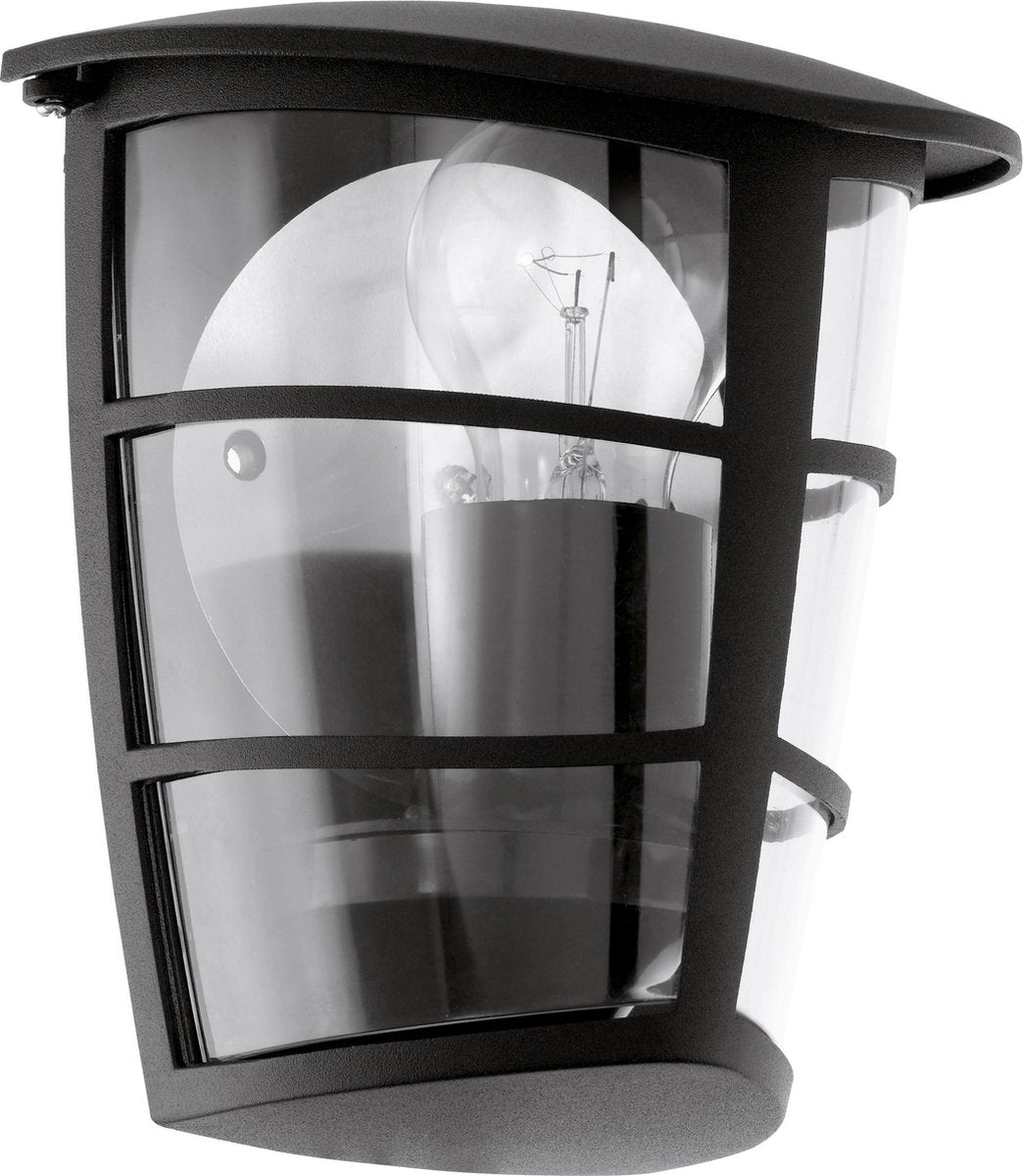 Eglo aloria - buitenverlichting - wandlamp - 1 lichts - zwart - helder