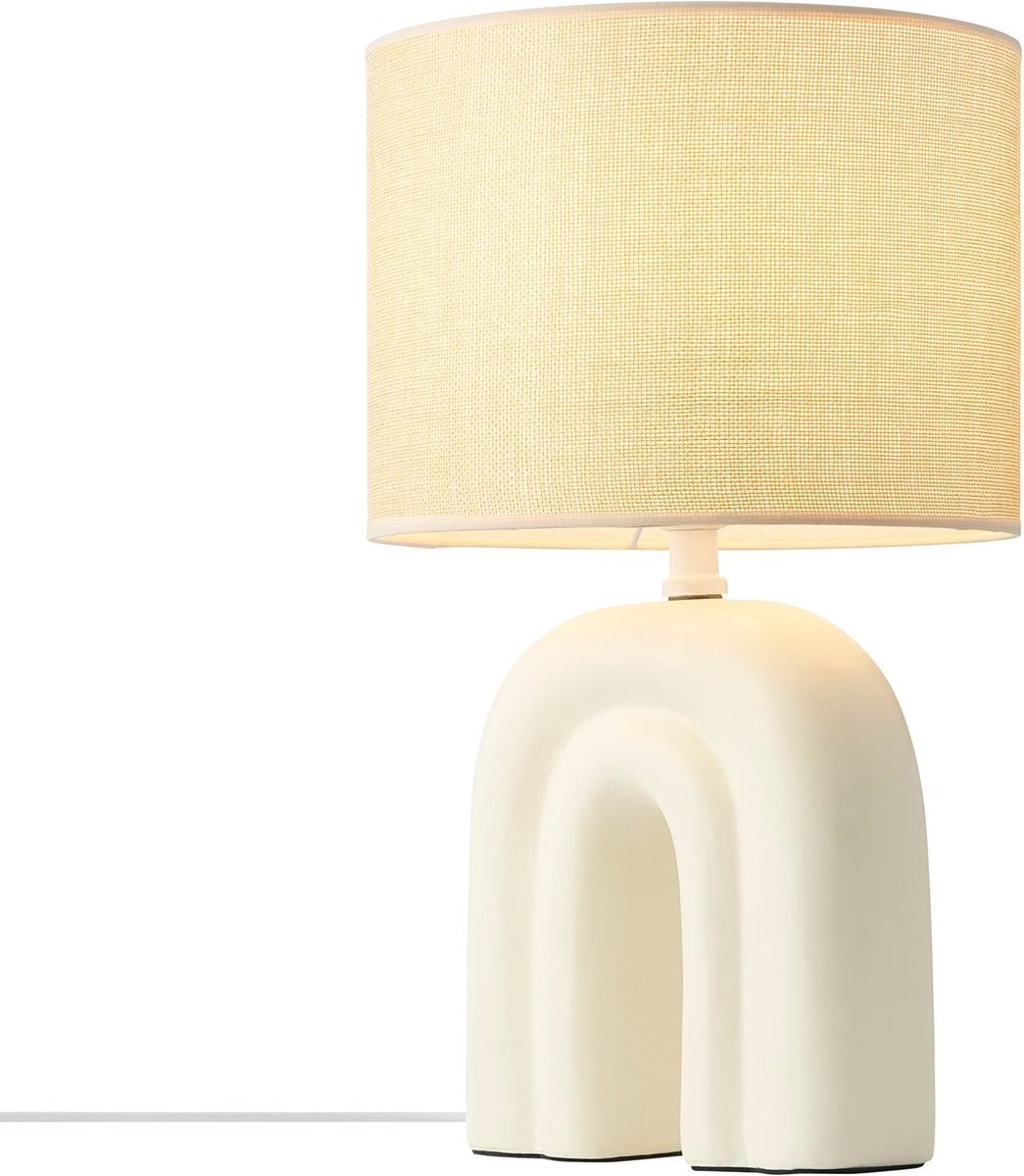 Nordlux haze-tafellamp-keramiek-textiel-e27-beige