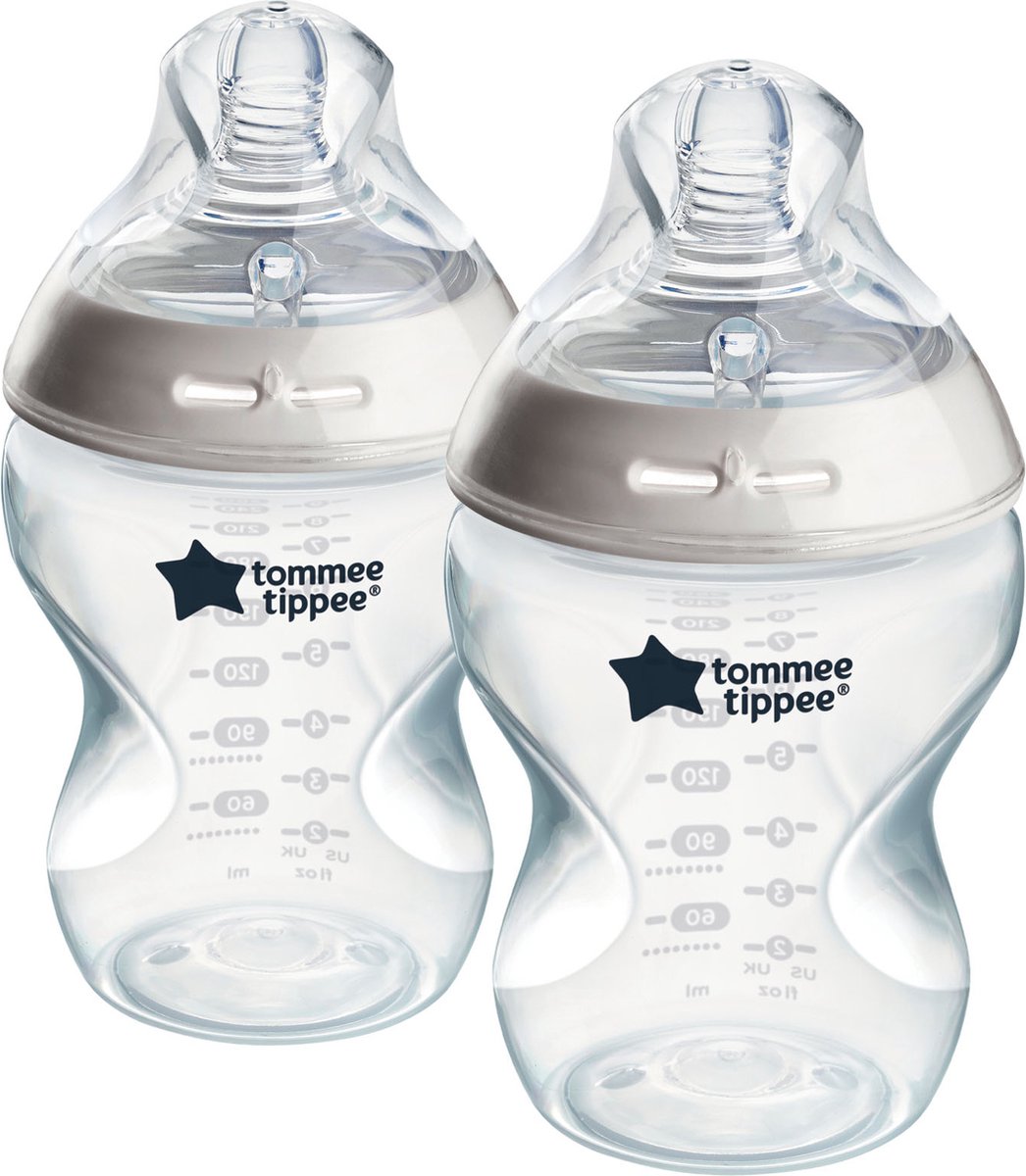 Tommee tippee natural start babyflessen - set van 2 x 260ml baby flessen - lage toevoersnelheid 0m+