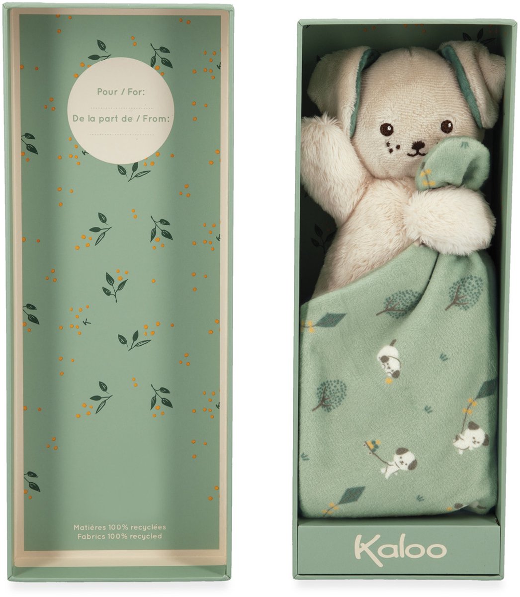 Kaloo - carre douceur - knuffeldoekje - hond - groen