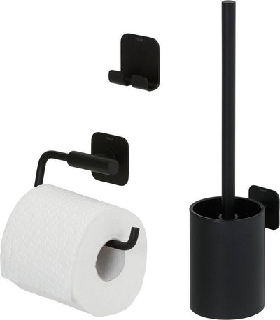 Tiger colar - toiletaccessoireset - toiletborstel met houder - toiletrolhouder zonder klep - handdoekhaak – - zwart