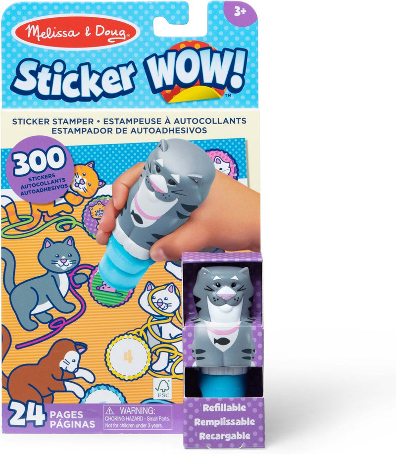 Melissa doug sticker wow!™ activiteitenblok van 24 pagina's en stickerstamper, 300 stickers – kat