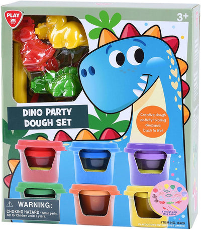 Playgo play dino feest kleiset - 22-delig met 6 kleipotjes en kleimallen - 3+ jaar