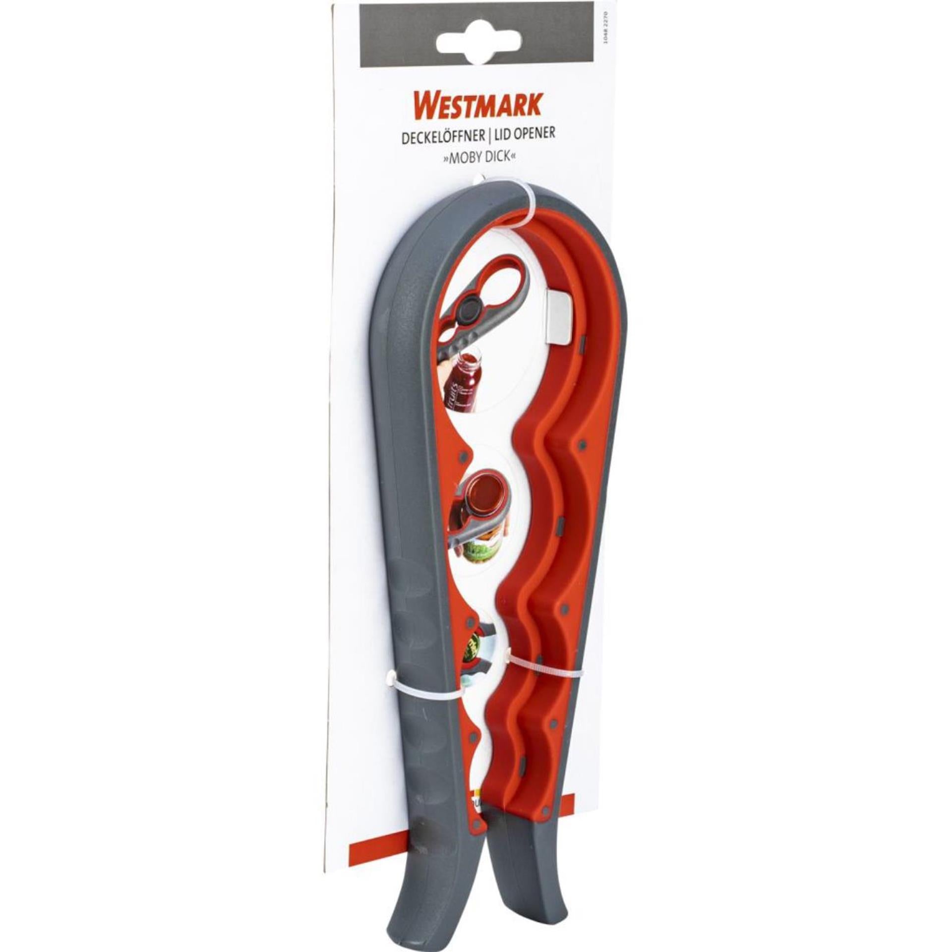Westmark pot-, deksel- en flesopener,, lengte: 23 cm, hoogwaardig kunststof, moby dick, antraciet rood, 10482270