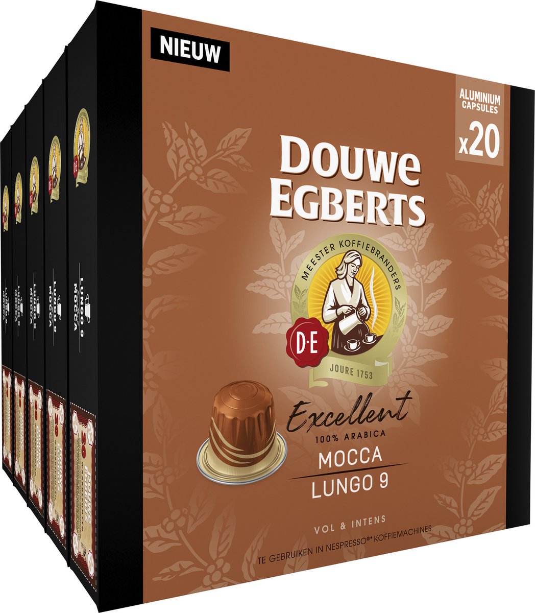 Douwe egberts excellent mocca lungo koffiecups - intensiteit 7 9 - 10 x 20 capsules