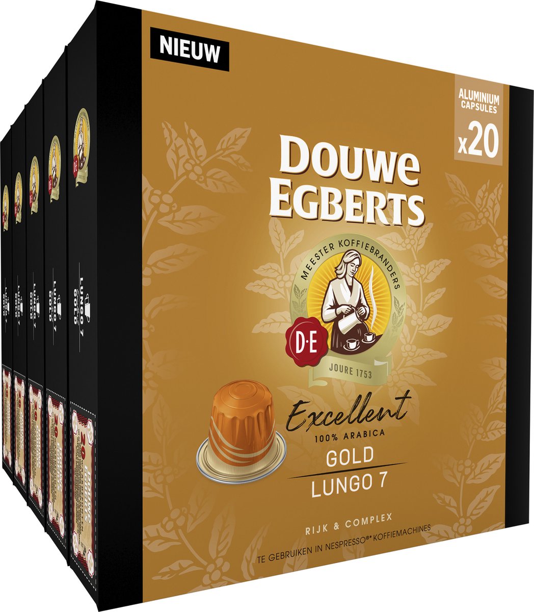 Douwe egberts excellent gold lungo koffiecups - intensiteit 5 9 - 10 x 20 capsules