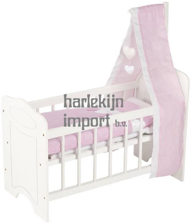 Goki poppenbed - poppenwieg - met beddegoed en baldakijn - 63,4x31,5x67 cm - 3 jaar