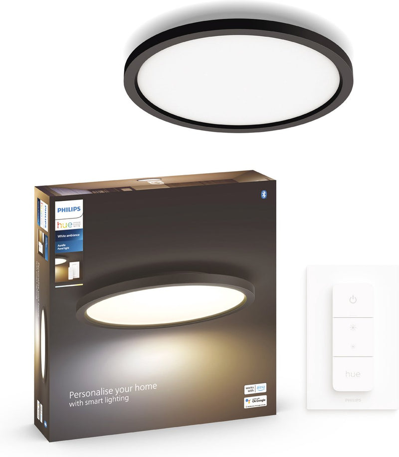 Philips hue aurelle paneellamp – warm- tot koelwit licht – zwart – rond
