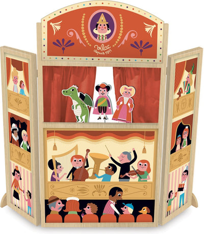 Vilac poppentheater ingela p. arrhenius met silhouetpoppen - kleurrijk houten speelgoed.