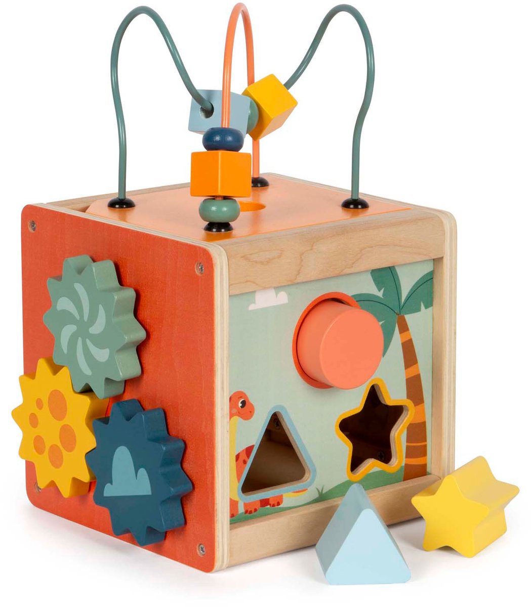 Small foot - houten activiteitenkubus motoriekspiraal dino