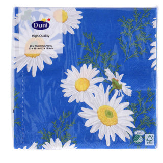 Duni servetten daisy blue 33x33 cm | 12 stuks