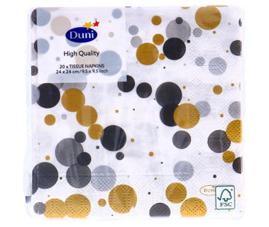 Duni servetten festive bubbles black 24x24 cm | 4 stuks