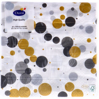 Duni servetten festive bubbles black 33x33 cm | 4 stuks