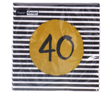 Servetten 40th birthday 33x33 cm | 4 stuks