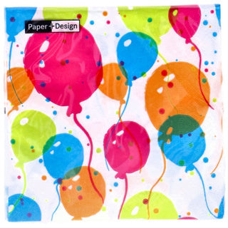 Servetten splash balloons 33x33 cm | 4 stuks