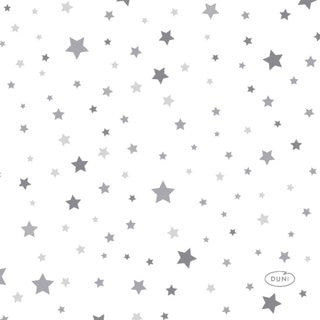 Duni servetten silver stardust 24 x 24 cm | 12 stuks