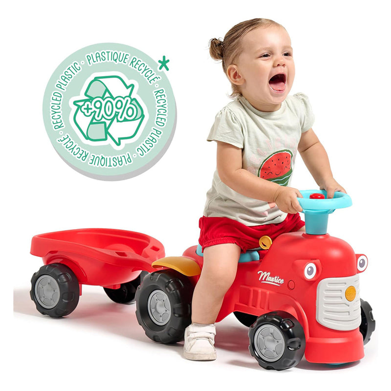 Falk looptractor maurice met trailer rood