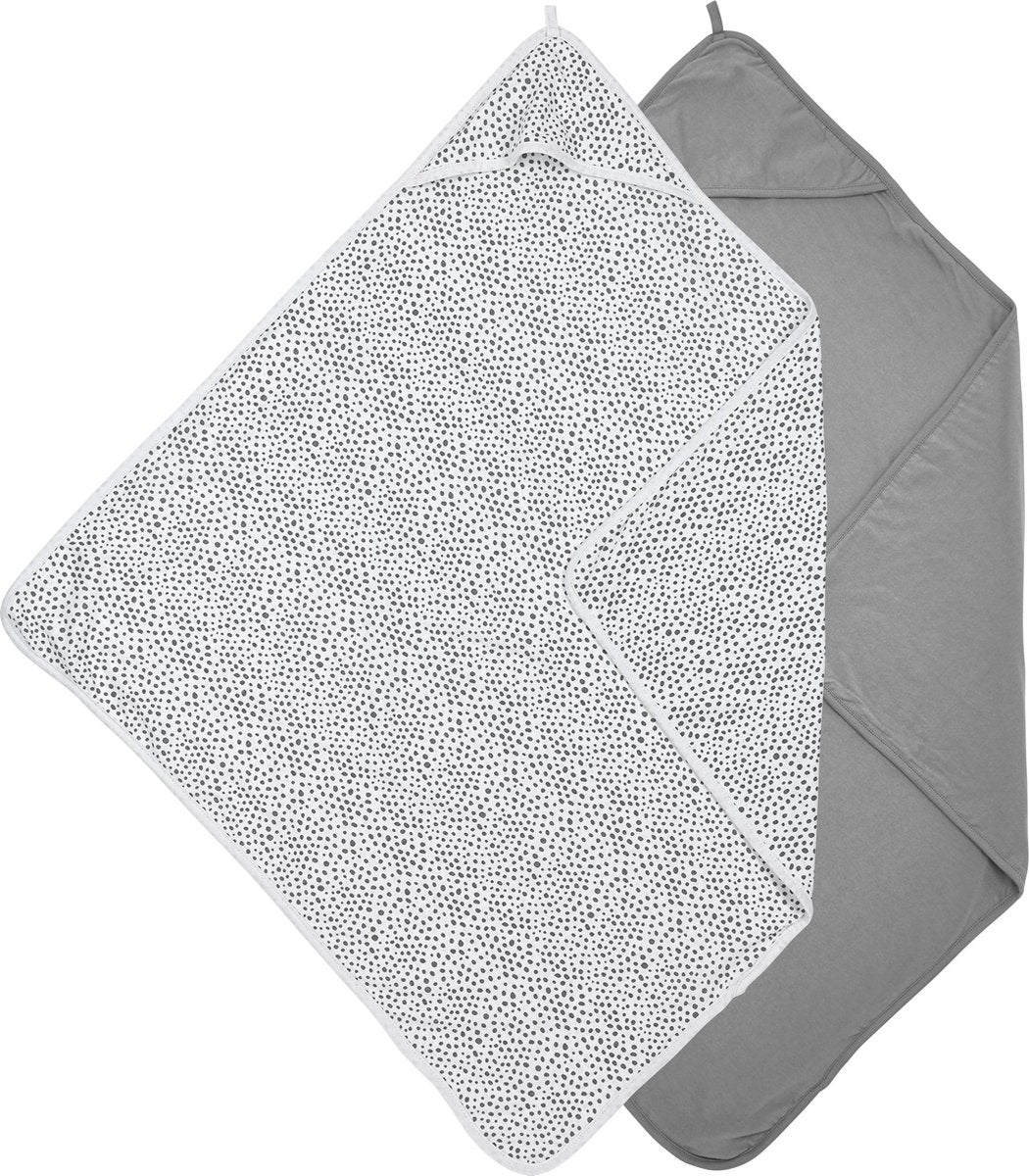 Meyco baby cheetah uni badcape - 2-pack - grey - 80x80cm