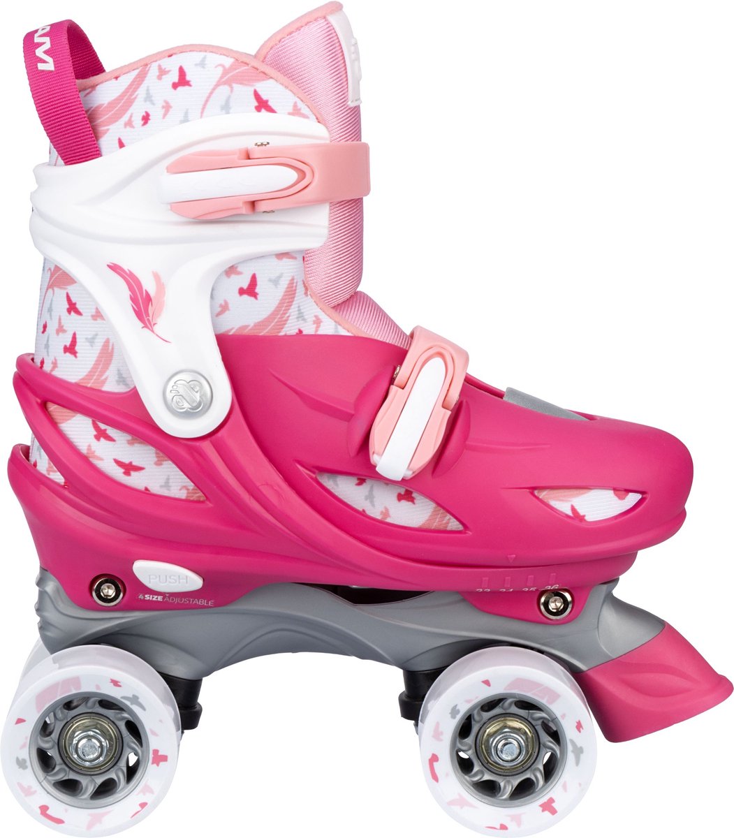 Nijdam rolschaatsen verstelbaar - feather drops - roze - maat 25-28