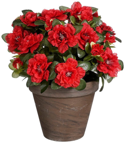 Mica decorations azalea kunstplant in bloempot stan - h31 x ø26 cm - rood