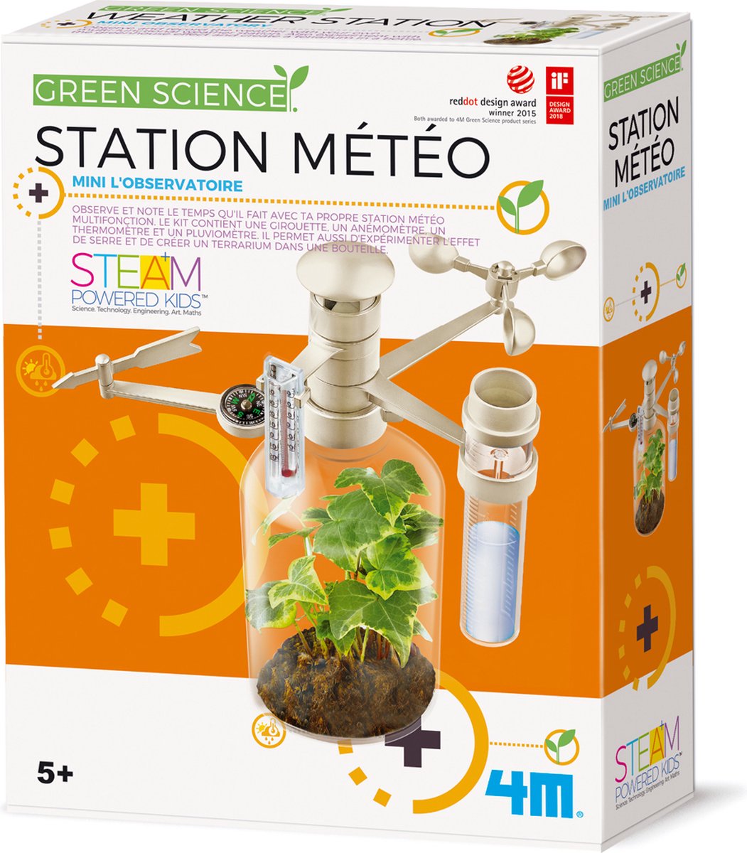 4m wetenschap en spel - bouw je eigen weerstation - bouwpakket - kidzlabs - green science - 5 jaar
