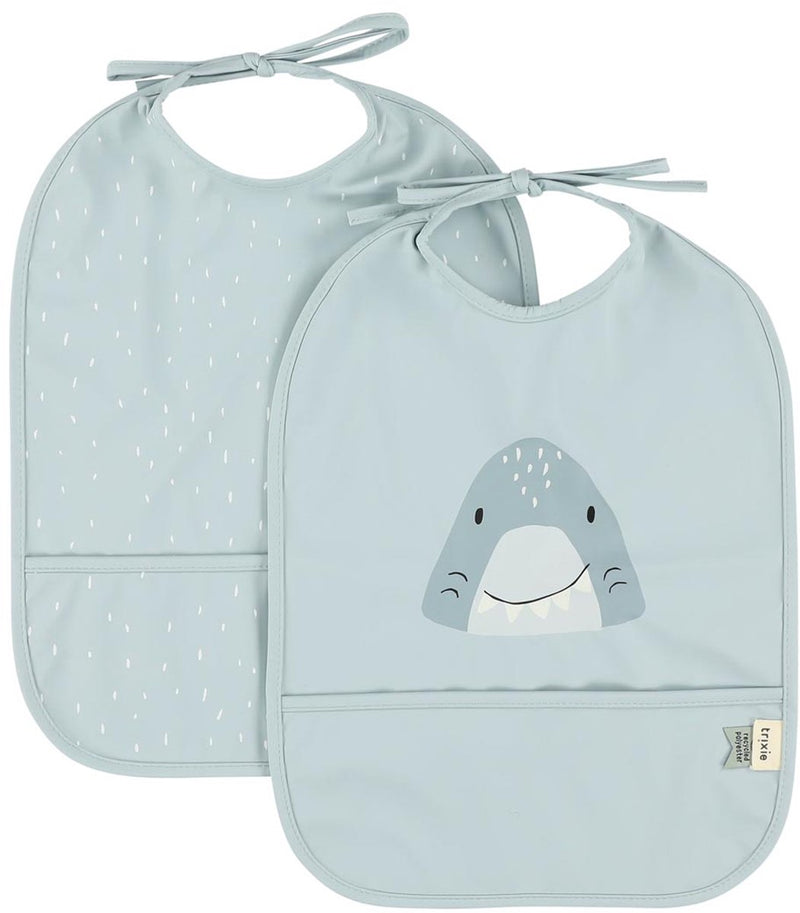 Trixie afwasbaar slabbetje 2-pack mr. shark - slab voor kinderen - 100% recycled polyester - eenvoudig schoon