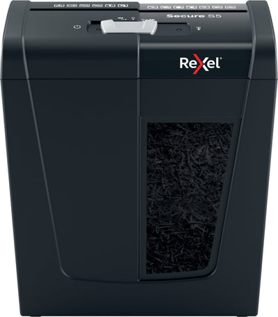Rexel secure s5 stille papierversnipperaar - p2 stroken - tot 5 vel - 10l - zwart
