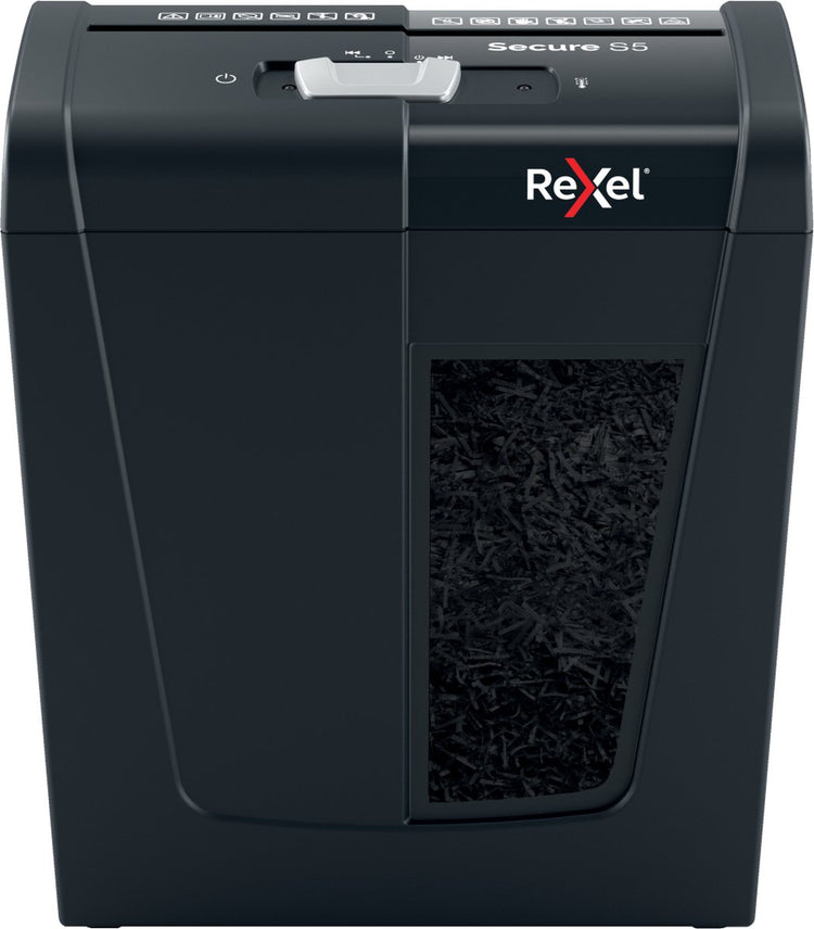 Rexel secure s5 stille papierversnipperaar - p2 stroken - tot 5 vel - 10l - zwart