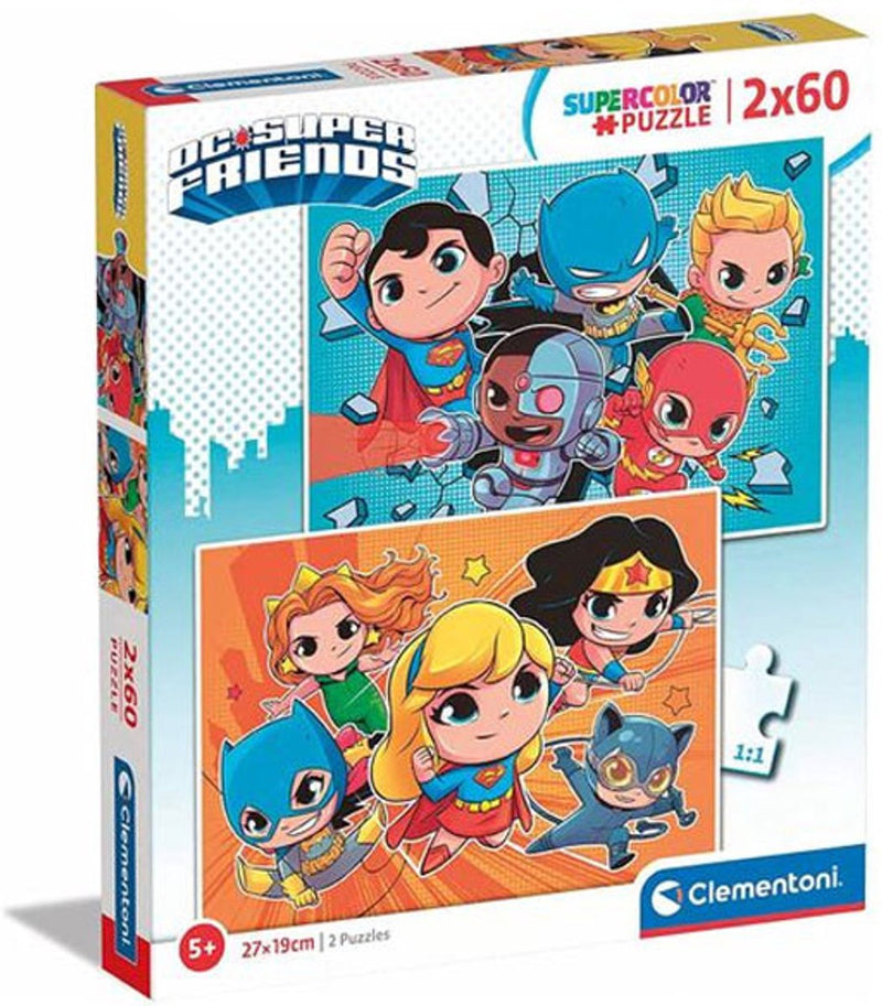 Clementoni - puzzel - 2x60 stukjes - dc comics superfriends - puzzel voor kinderen - supercolor