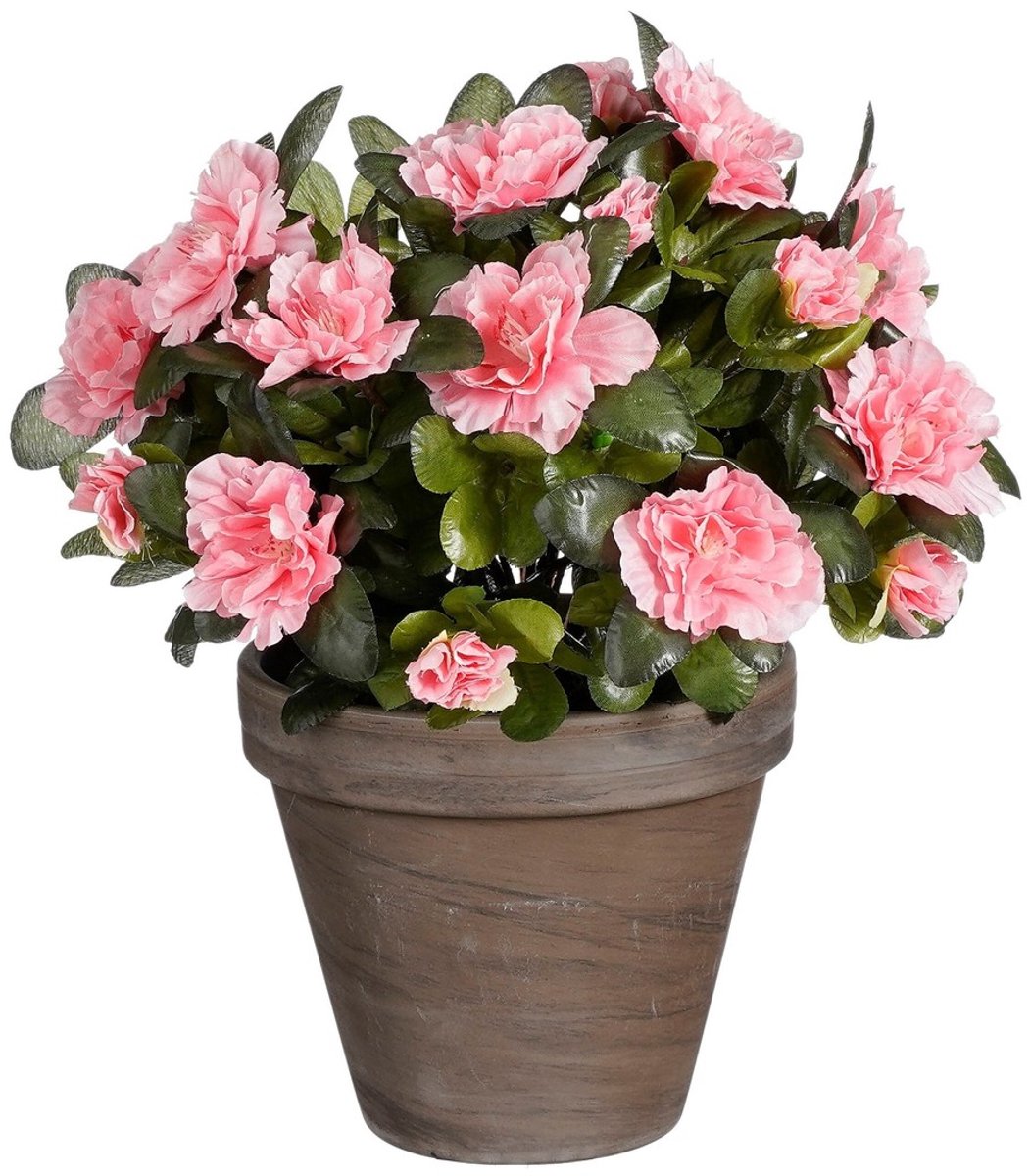 Mica decorations azalea kunstplant in bloempot stan - h31 x ø26 cm - perzik