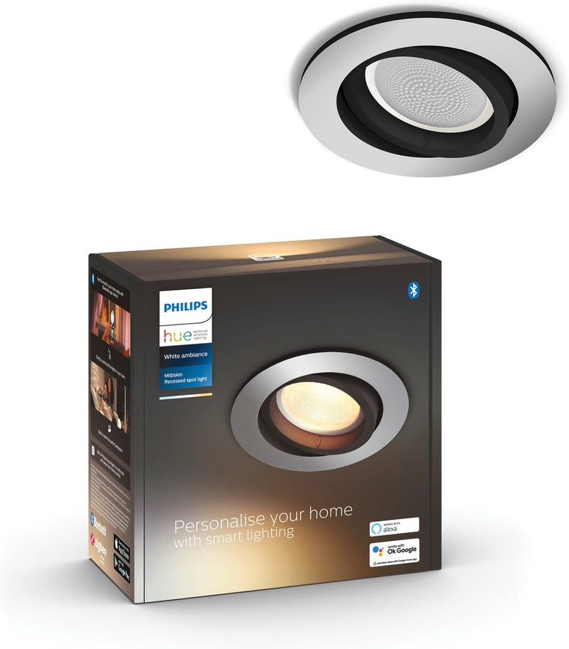 Philips hue milliskin recessed inbouwspot uitbreiding - white ambiance - gu10 - metaal - 5w - rond - bluetooth