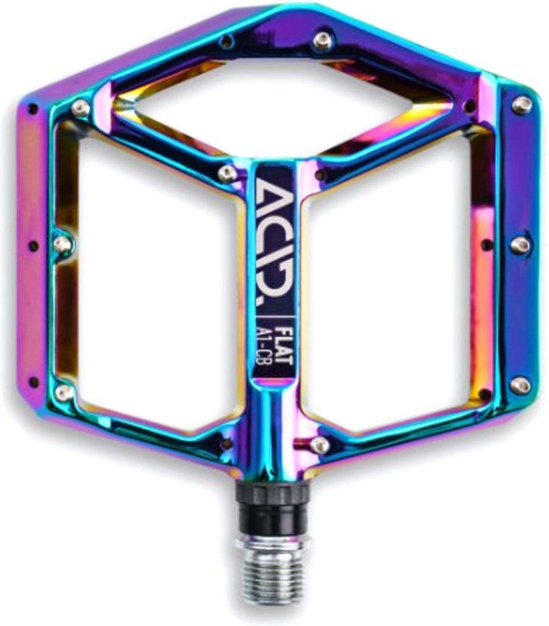 Acid pedalen flat a1-cb - grote voetafdruk - 9 verstelbare pinnen - aluminium - 380g - l115xb100xh18 mm - olievlek