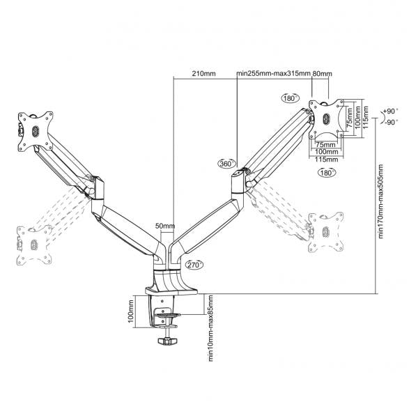 Neomounts neomounts nm-d750dwhite neomounts tv monitor full dual desk gas-spring mount, 2x