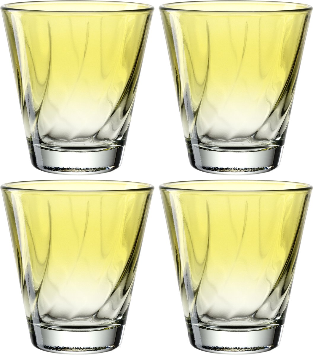 Leonardo twist drinkglas 215ml geel - set 4