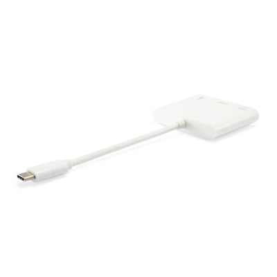 Equip 133461 usb type c to hdmi female usb a female pd adapter, 4k, pastic, 15cm, white