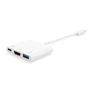 Equip 133461 usb type c to hdmi female usb a female pd adapter, 4k, pastic, 15cm, white - afbeelding 1