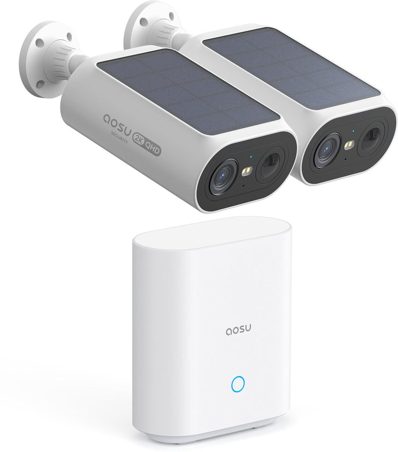 Aosu solarcam p1 se - 2 beveiligingscamera's met 2k resolutie - zonne-energie - 2-weg audio - ai