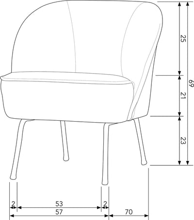 Woood vogue fauteuil - leer - cognac - 69x57x70