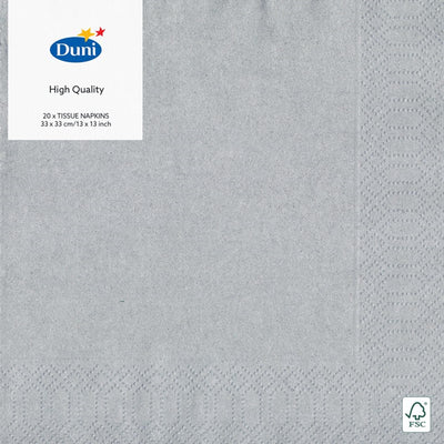 Duni servetten zilver 33x33 cm