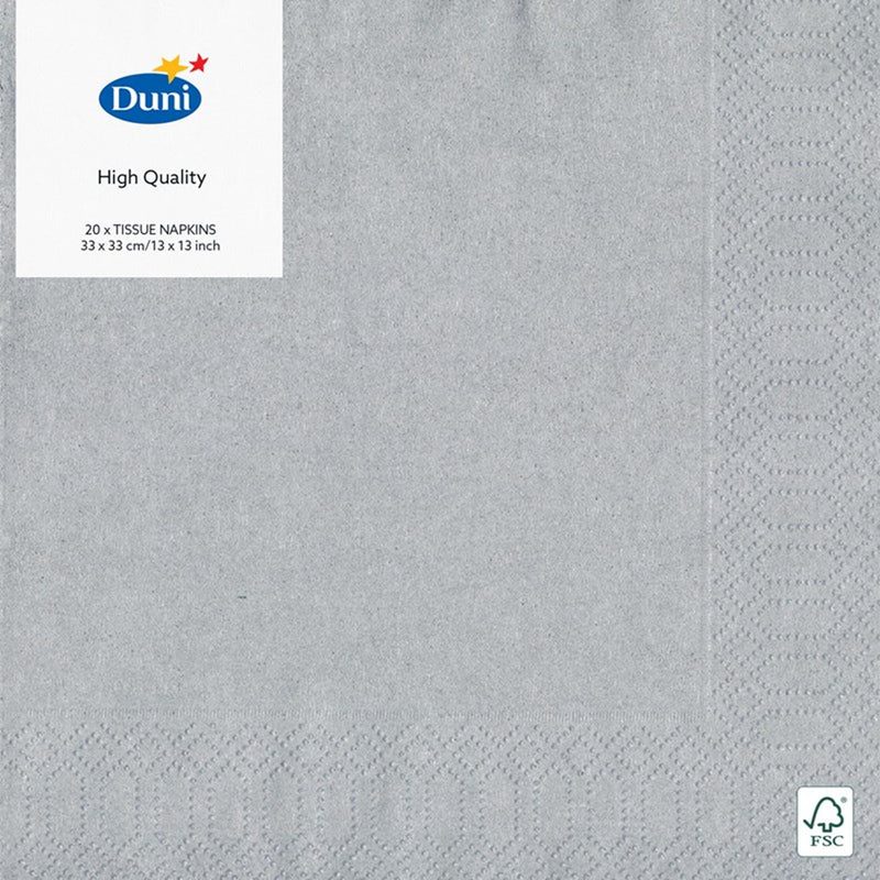 Duni servetten zilver 33x33 cm