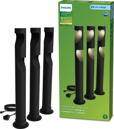 Philips led philips desi gardenlink - 3-pack - sokkellamp - 24v - warm wit licht; 2700k - zwart - tuinpadverlichting